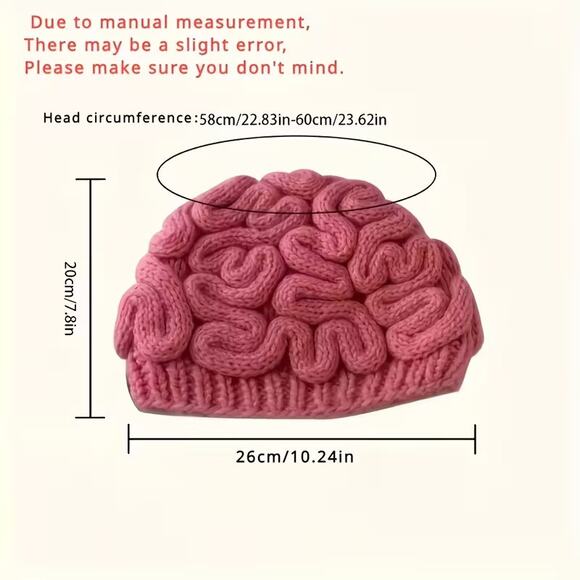 Unique Fun Brain Adult Knit Beanie Hat  - One Size Fits Most - Picture 4 of 4